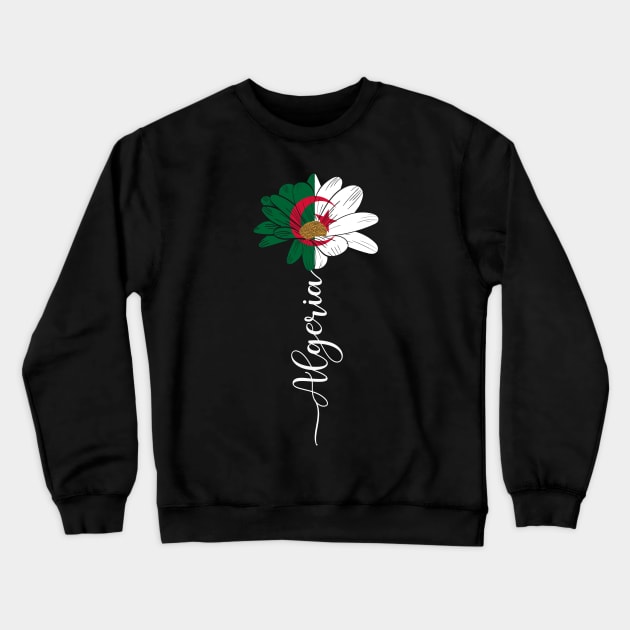 Vintage Algeria Sunflower Flag Algeria Lover Crewneck Sweatshirt by Sandra Holloman